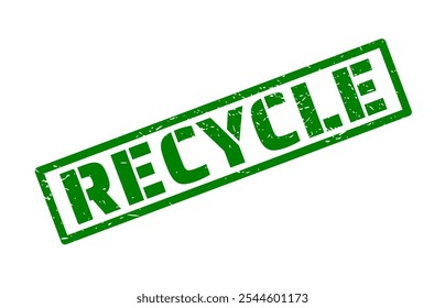 Recycle stamp. Grunge green seal vector design.