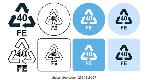 recycle steel food and aerosol cans symbol FE Recycling Sign icon symbol ui and ux design, glyphs and stroke line