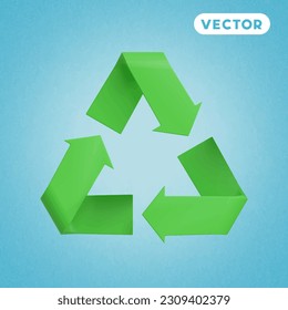 símbolo de reciclaje conjunto de iconos vectoriales 3D, en un fondo azul