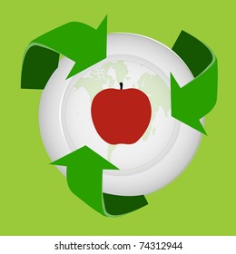 recycle symbol with apple