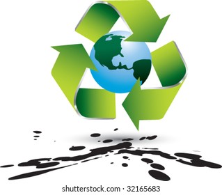 recycle symbol around earth on splat