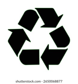 Recycle symbol with arrows icon. Reusing recycling, reuse and reduce label badge for print on packaging of the products. Eco conscious branding, green initiatives, and zero-waste projects. Vector. 