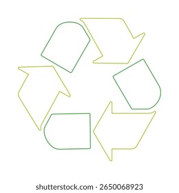 Recycle symbol with arrows icon. Reusing recycling, reuse and reduce label badge for print on packaging of the products. Eco conscious branding, green initiatives, and zero-waste projects. Vector. 