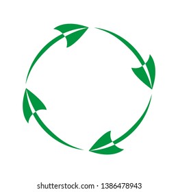 Recycle symbol with arrows shape green leaves 