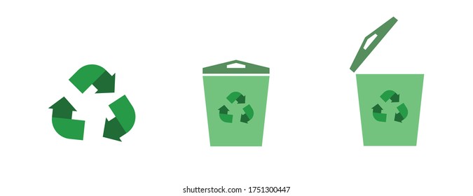recycle symbol and recycle bin vector icon packaging sign