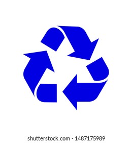 recycle symbol blue isolated on white background, blue ecology icon sign, blue arrow shape for recycle icon garbage waste, recycle symbol for ecological conservation