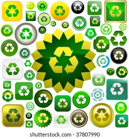 Recycle symbol button. Big vector set.