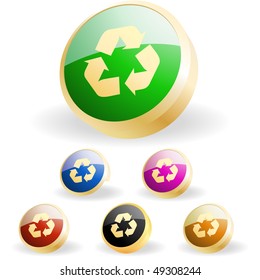 Recycle symbol button. Vector collection.