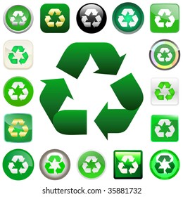 Recycle symbol button. Vector set.