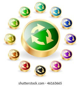 Recycle symbol button. Vector set.