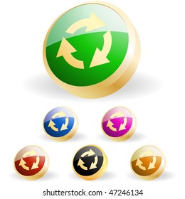 Recycle symbol button. Vector set.