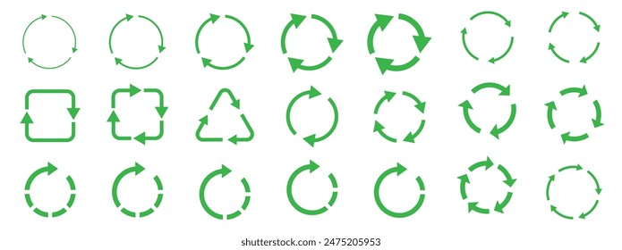 Kollektion des Recyclingsymbols.  Satz von Recycling-Vektor-Icons. Vektorillustration