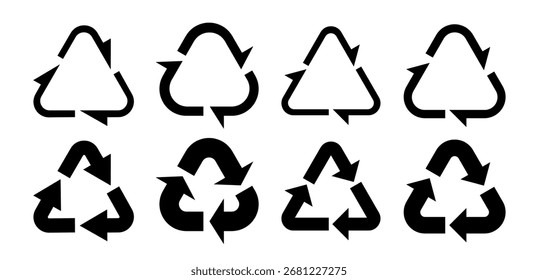 Recicla la colección de símbolos.  Conjunto de iconos de vector de reciclaje. Ilustración vectorial
