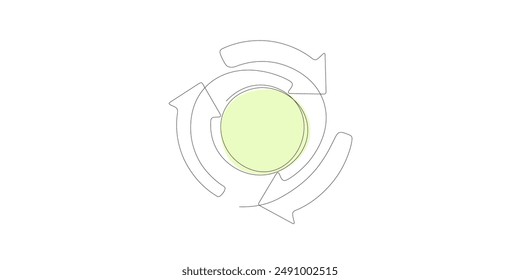 Recycle symbol. Continuous line art drawing. Ecology and Environment concept.  Line art vector illustration.