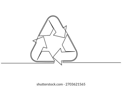 Reciclar símbolo continuo de una línea de dibujo minimalista eco amigable concepto ilustración