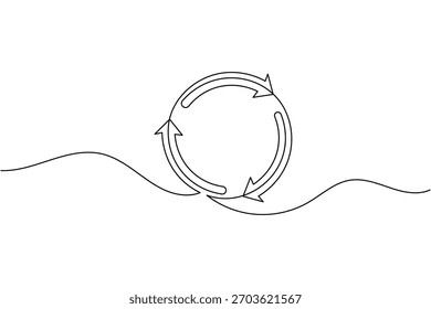 Reciclar símbolo continuo de una línea de dibujo minimalista eco amigable concepto ilustración