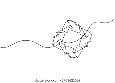 Reciclar símbolo continuo de una línea de dibujo minimalista eco amigable concepto ilustración