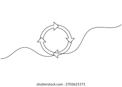 Reciclar símbolo continuo de una línea de dibujo minimalista eco amigable concepto ilustración