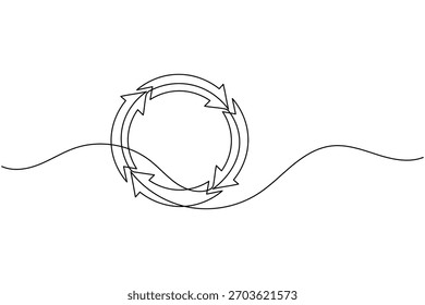 Reciclar símbolo continuo de una línea de dibujo minimalista eco amigable concepto ilustración