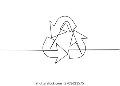 Reciclar símbolo continuo de una línea de dibujo minimalista eco amigable concepto ilustración
