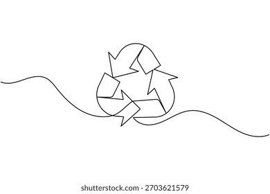 Reciclar símbolo continuo de una línea de dibujo minimalista eco amigable concepto ilustración
