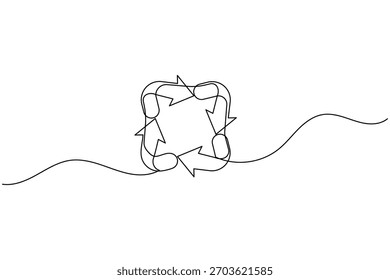 Recycle symbol continuous one line drawing minimalist eco friendly concept illustration