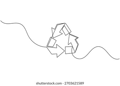 Recycle symbol continuous one line drawing minimalist eco friendly concept illustration