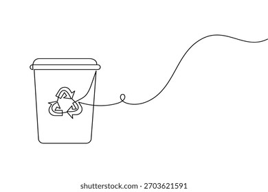 Reciclar símbolo continuo de una línea de dibujo minimalista eco amigable concepto ilustración