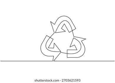 Reciclar símbolo continuo de una línea de dibujo minimalista eco amigable concepto ilustración