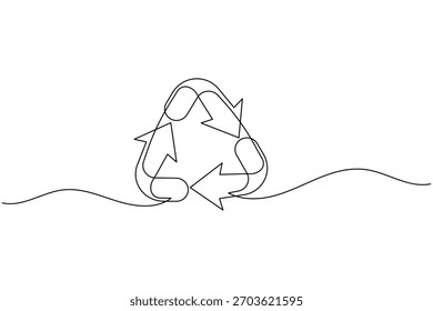 Recycle symbol continuous one line drawing minimalist eco friendly concept illustration