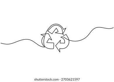 Recycling-Symbol durchgehende einzeilige Zeichnung minimalistisch umweltfreundlich Konzept Illustration