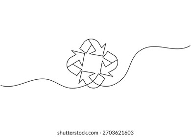 Reciclar símbolo continuo de una línea de dibujo minimalista eco amigable concepto ilustración