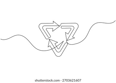 Reciclar símbolo continuo de una línea de dibujo minimalista eco amigable concepto ilustración