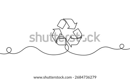 Recycle Symbol Continuous One Line Drawing Vector. Ecology and Sustainability Vector Icon.