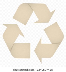 Recycle symbol created from paper cardboard with texture - vector illustration