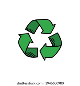 recycle symbol doodle icon, vector illustration