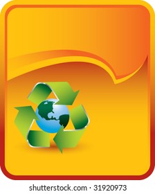 recycle symbol and earth on orange rip curl background