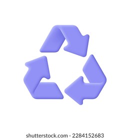 Recycle symbol. Ecology, recycling and zero waste lifestyle concept. 3d vector icon. Cartoon minimal style.