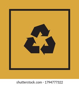 Recycle symbol. Environmental care icon. Eco waste pictogram. Conservation and reuse sign for industry. Protect. Cardboard. Vector. Square packaging indication. Positive print.