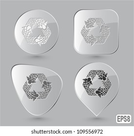 Recycle symbol. Glass buttons. Vector illustration.