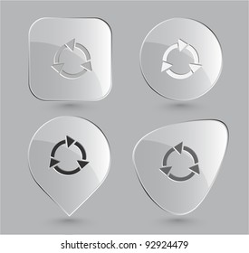 Recycle symbol. Glass buttons. Vector illustration.