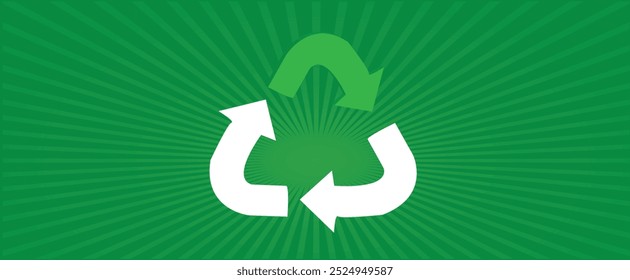 símbolo de reciclagem com fundo verde	

