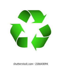Recycle symbol, green icon isolated on white background.
