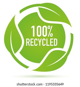 Recycle symbol with green leaf