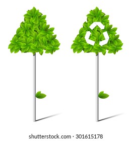Recycle symbol. green leaves sign. Ecology icon set