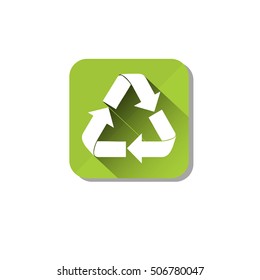 Recycle Symbol Green Logo Web Icon Flat Vector Illustration