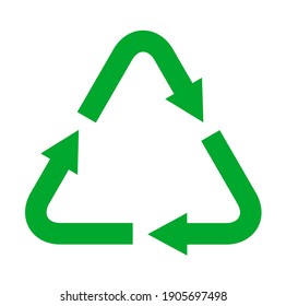 Recycle symbol. Green triangular recycling icon. Vector
