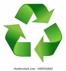 Recycle symbol. Green triangular recycling icon. Vector