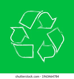 Recycle Symbol. Hand Drawn Sketch Style Recycle Illustration. Recycle Icon in Paint Brush Stroke. Recycling Vector