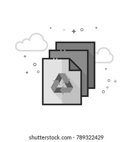 Recycle symbol icon in flat outlined grayscale style. Vector illustration.